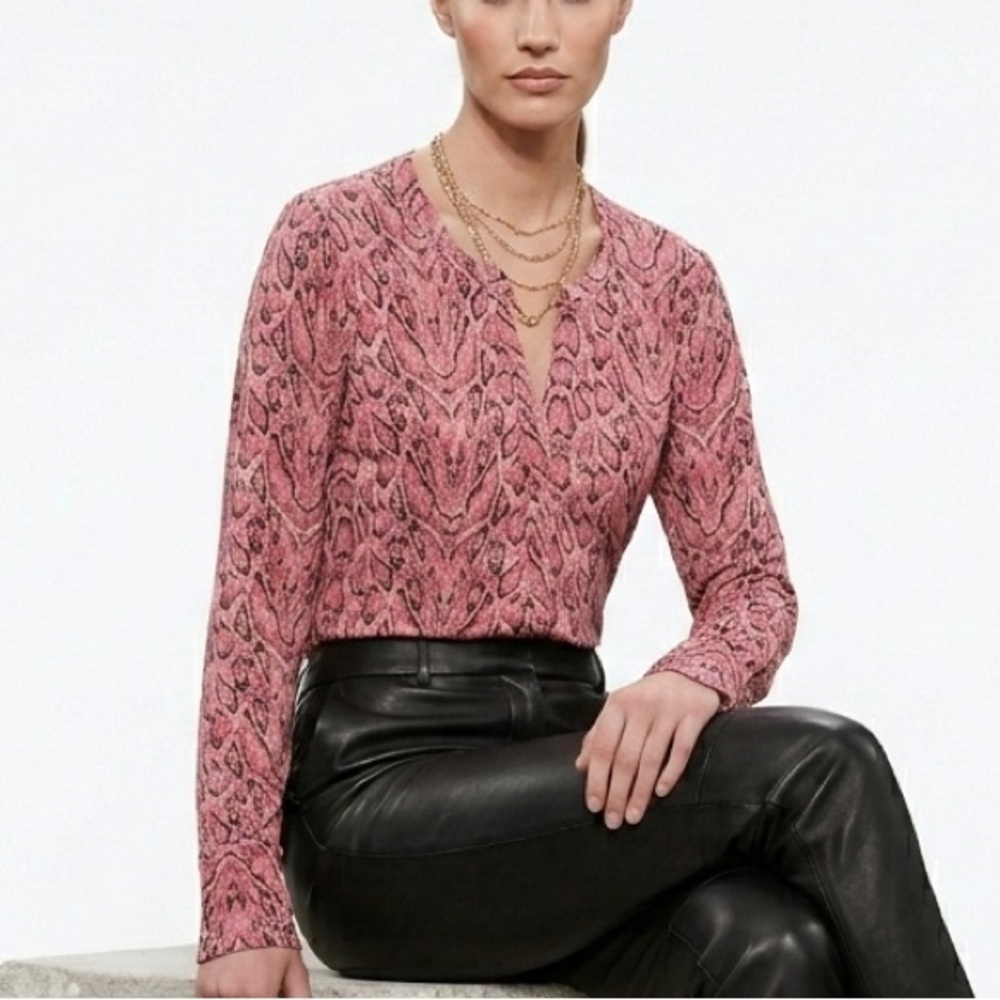 Dana Buchman Pink Patterned Blouse